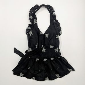 Girls from Savoy Anthropologie Black Peplum Halter